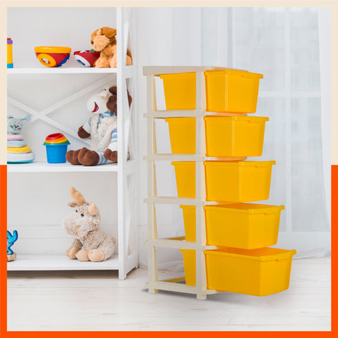 Stomo 5 Drawer Multi-Purpose Storage Organizer for Home and Office (Yellow)